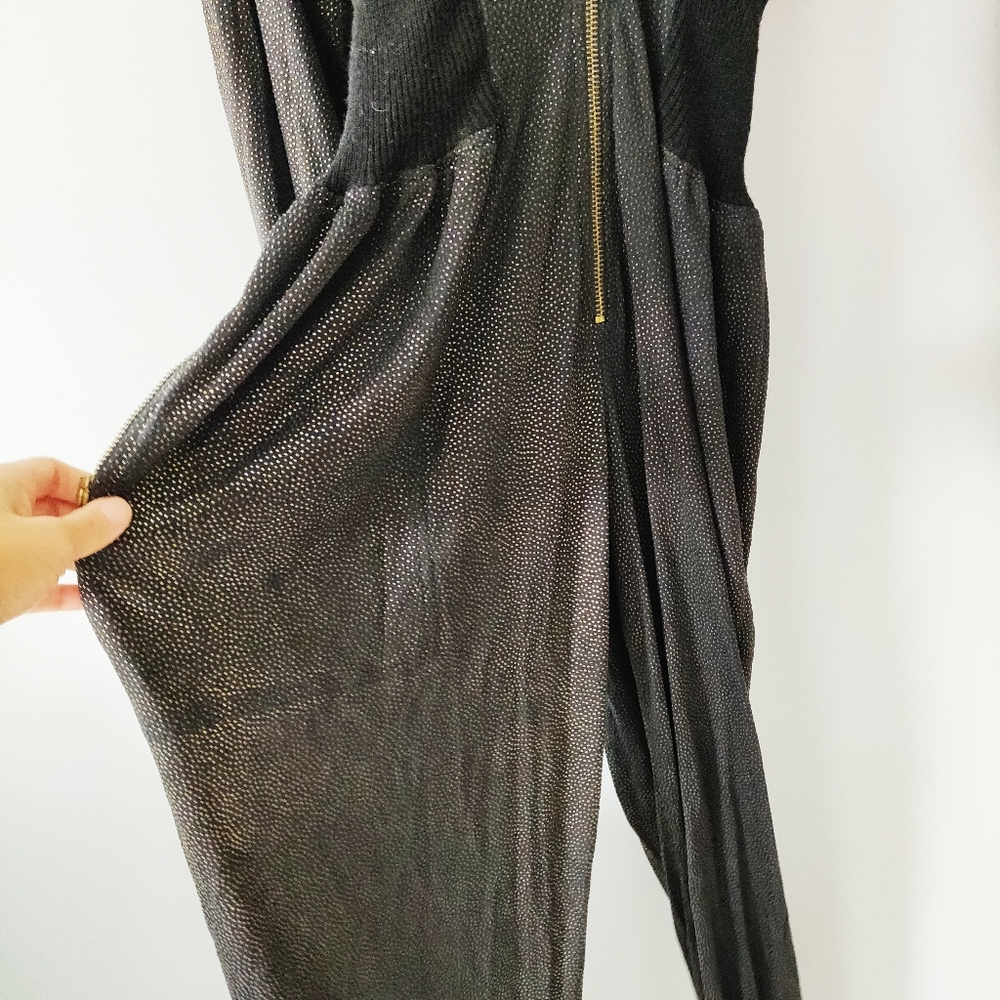 MOSCHINO Black & Gold Zipper Hoodie Jumpsuit - Picture 2 of 13